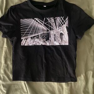 Black Graphic Baby Tee with White